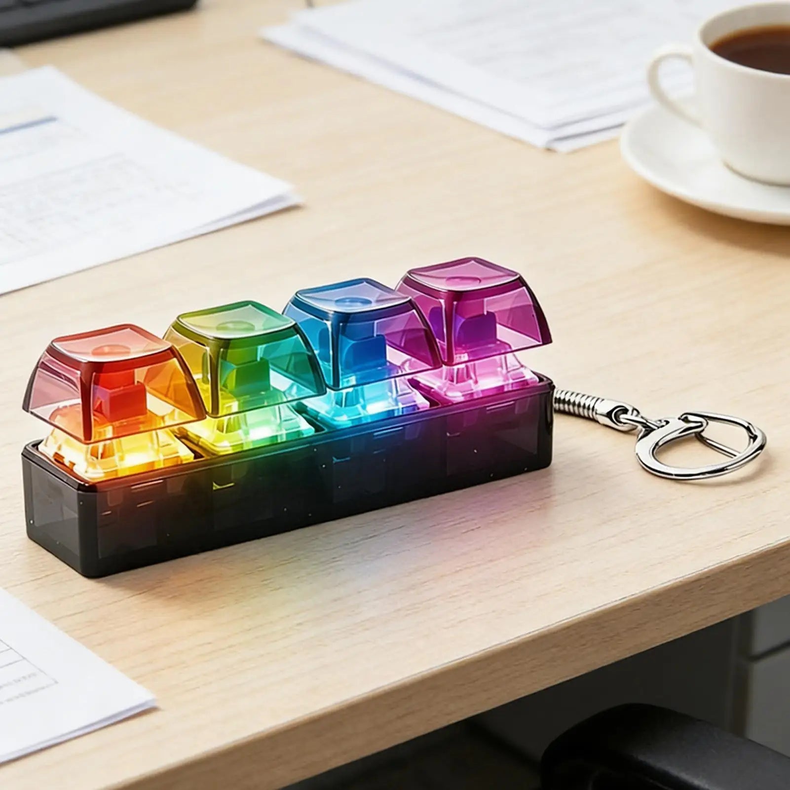 Keyboard Clicker Fidget Portable Light Up Button Sensory Toy Fidget Keychain for Home Office Travel Classroom School Work