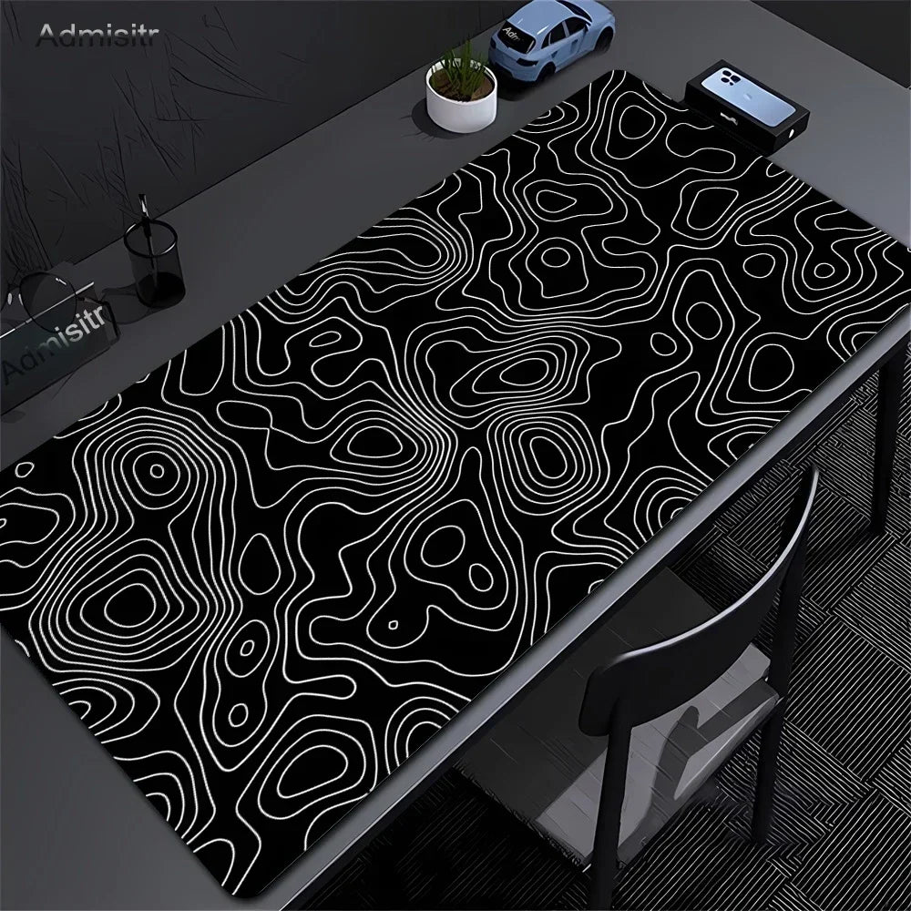 XXL Desk Mat Black And White Strata Liquid