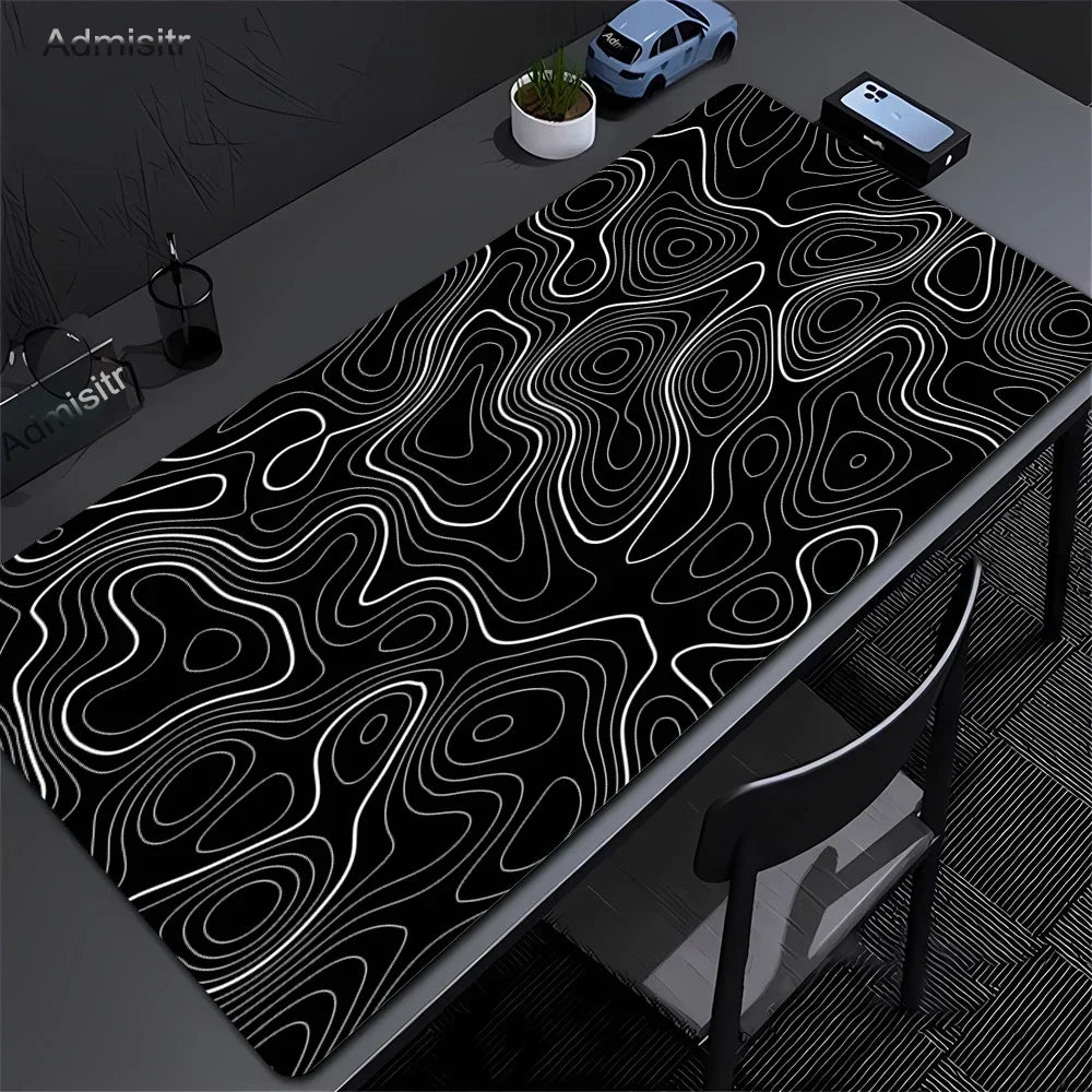 XXL Desk Mat Black And White Strata Liquid