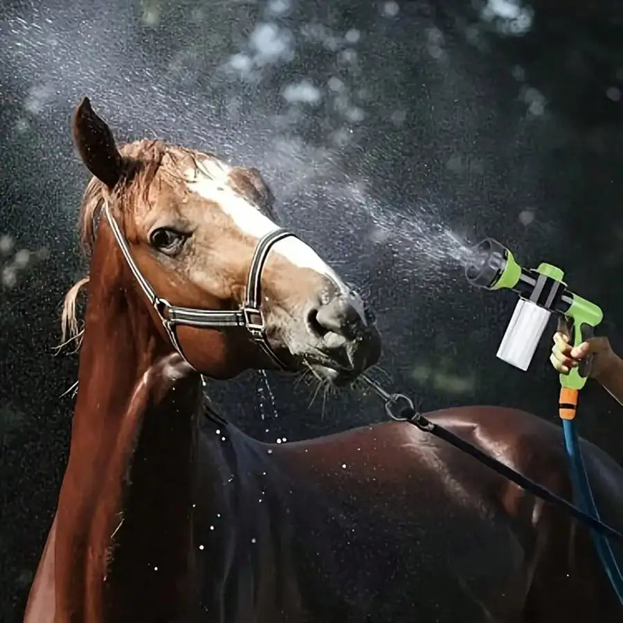 1pc 8-In-1 Outdoor Horse/Dog Washer And Garden Hose Nozzle - Perfect For Pet Baths, Watering Flowers, And Washing Cars