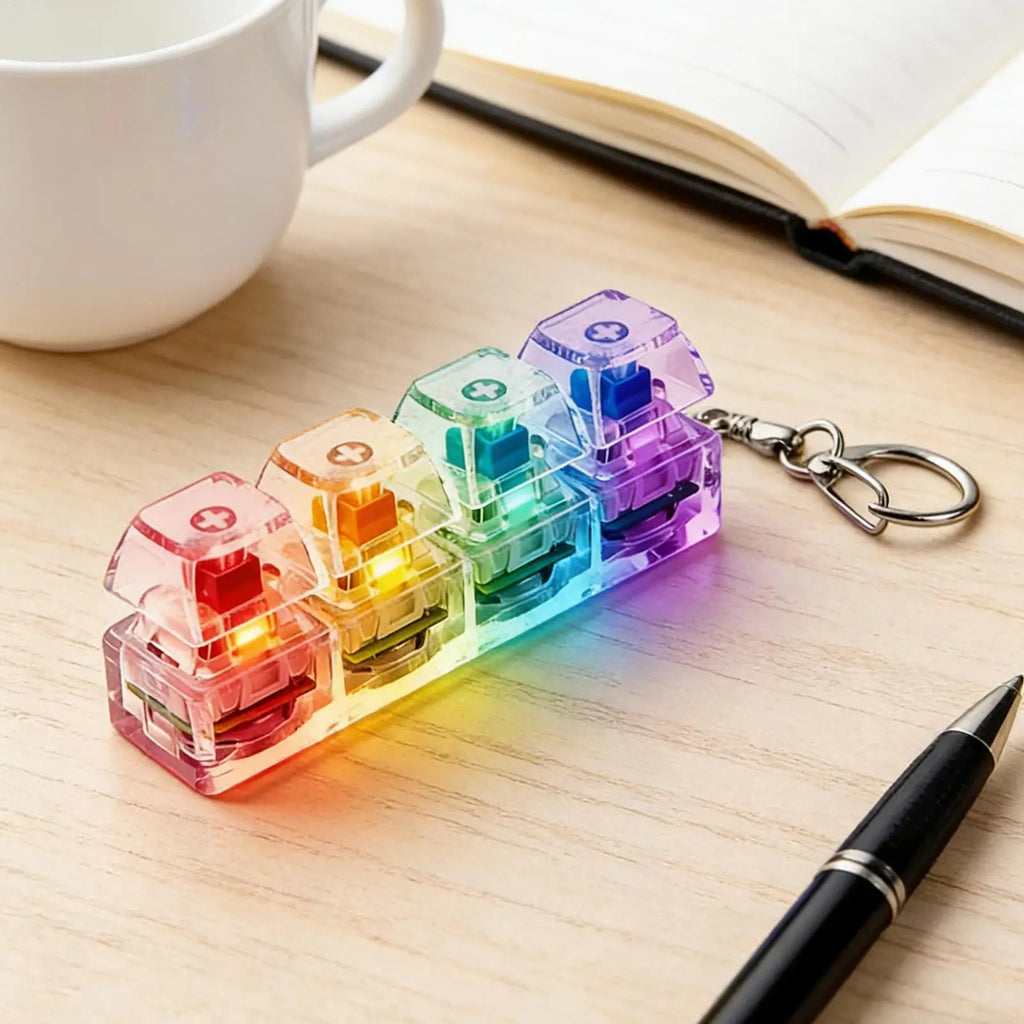 Keyboard Clicker Fidget Portable Light Up Button Sensory Toy Fidget Keychain for Home Office Travel Classroom School Work