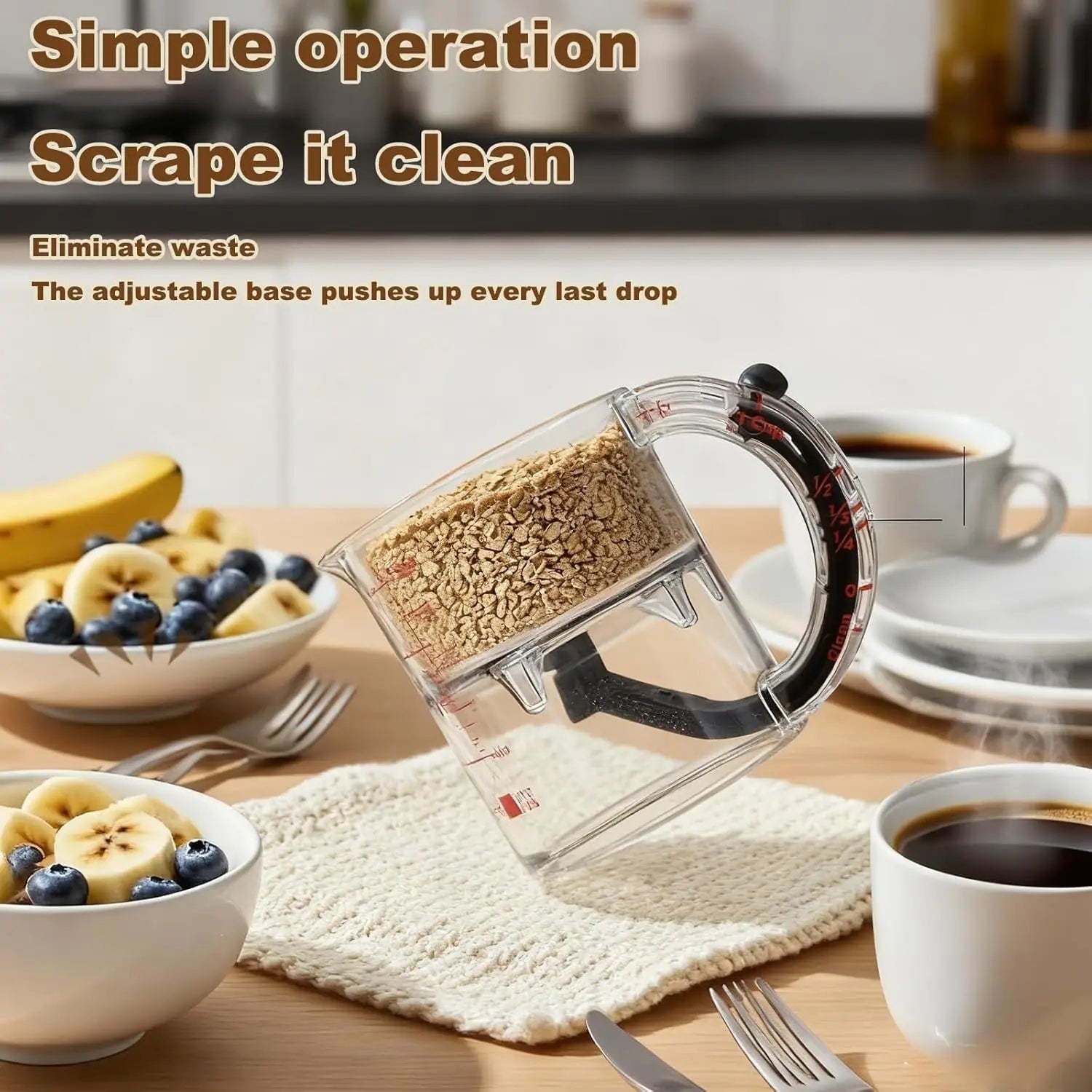 New Adjustable Multi-Functional Measuring Cup with Scraper-Style Seal Base Cooking Kitchen Cube Cups for Precision Cooking