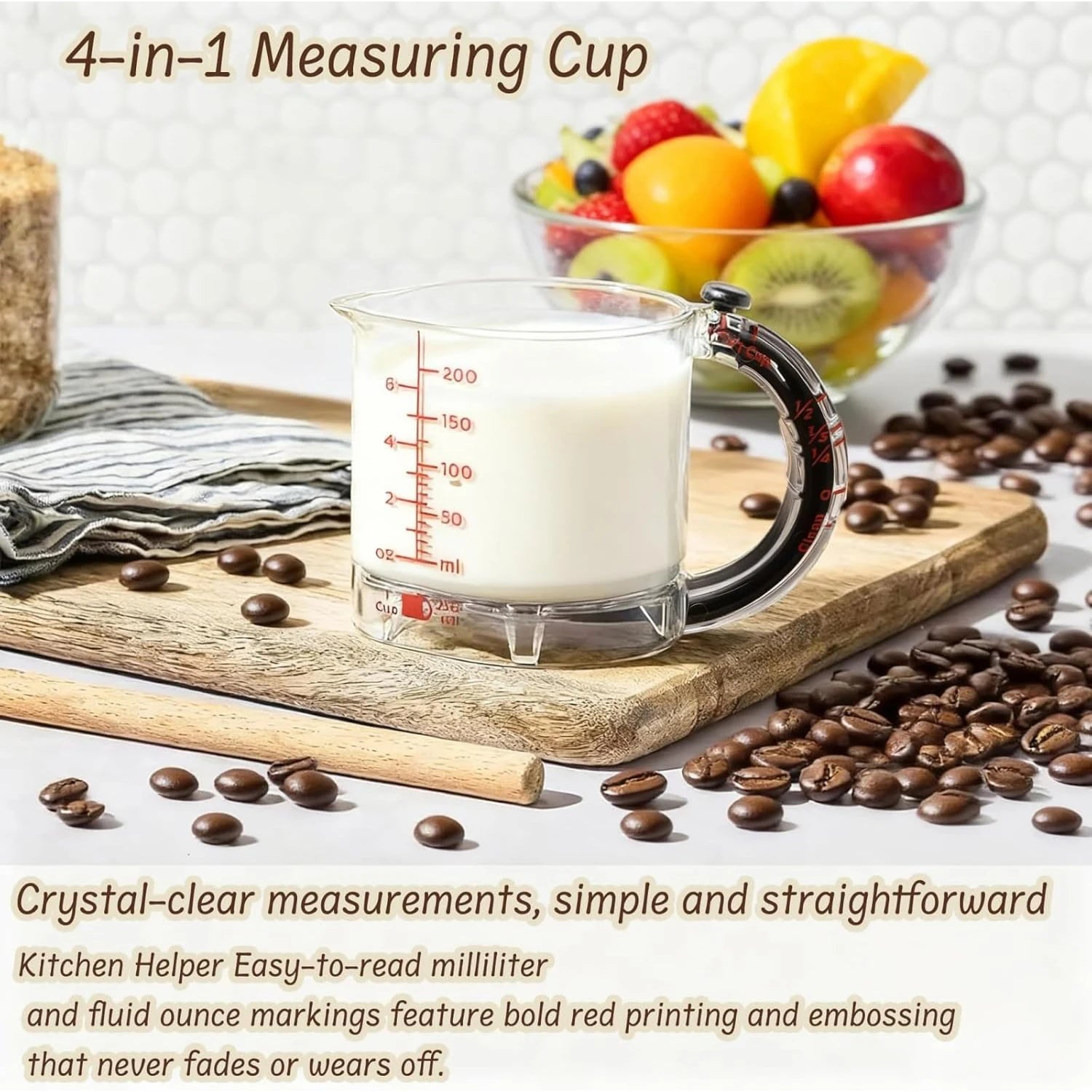 New Adjustable Multi-Functional Measuring Cup with Scraper-Style Seal Base Cooking Kitchen Cube Cups for Precision Cooking
