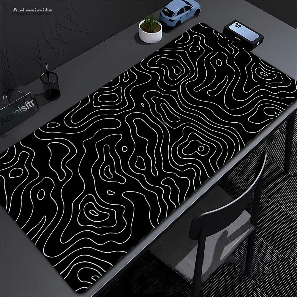 XXL Desk Mat Black And White Strata Liquid